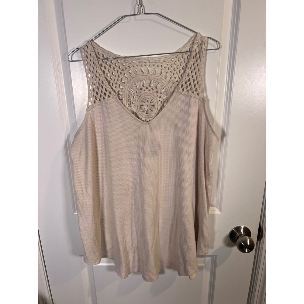 Torrid Womens Tank Top Crochet Lace Back Beige Size 1